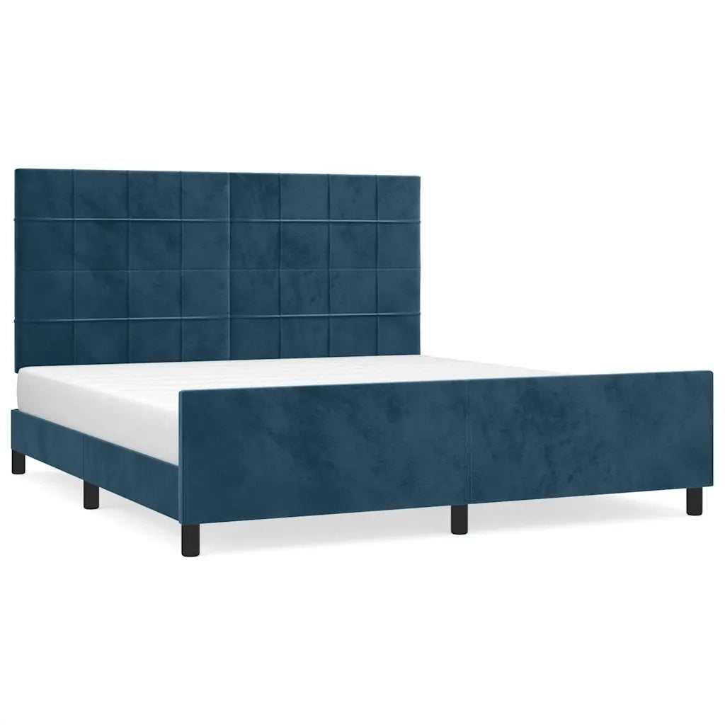 Giroletto senza Materasso-Struttura Letto Blu Scuro 160x200 cm in Velluto 816294