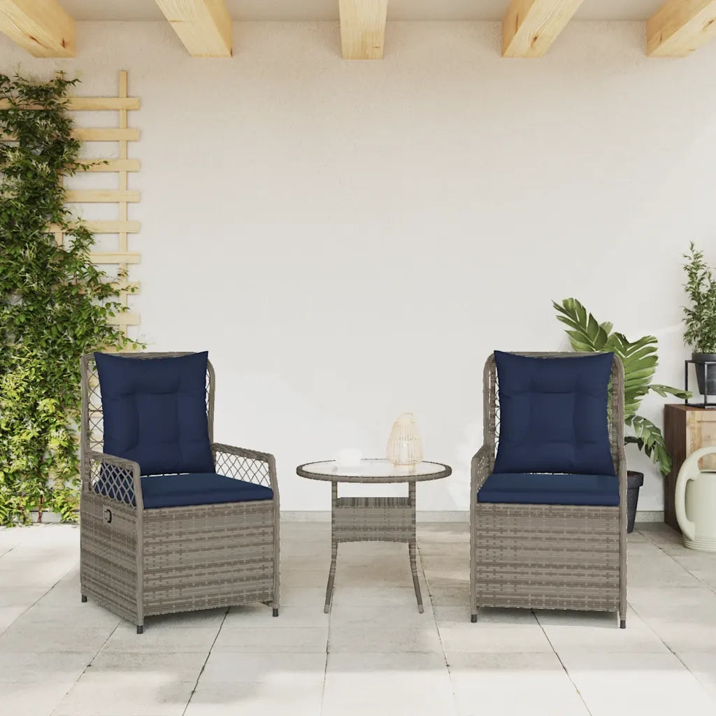 Sedie da giardino reclinabili 2 pz in Polyrattan Grigio 368668