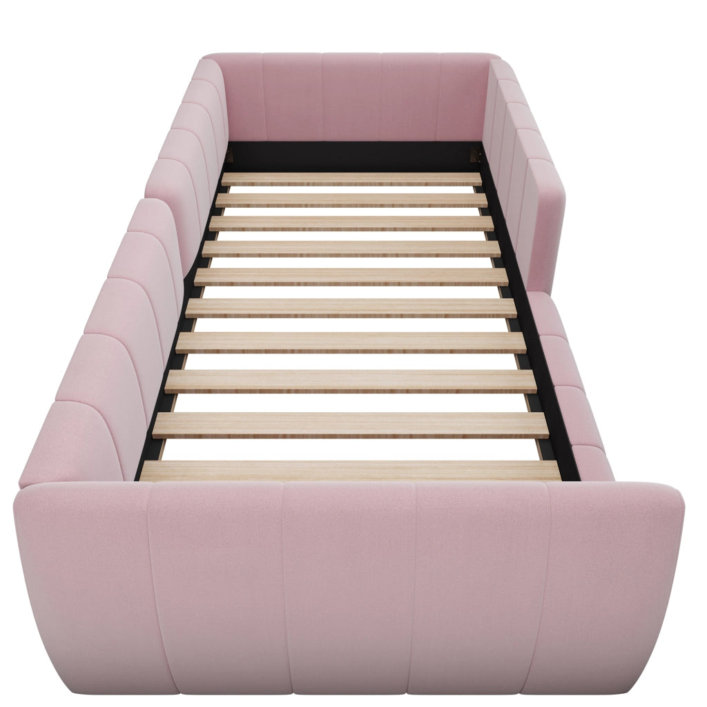 letto a piattaforma imbottito mdf rosa 90 x 200 cm