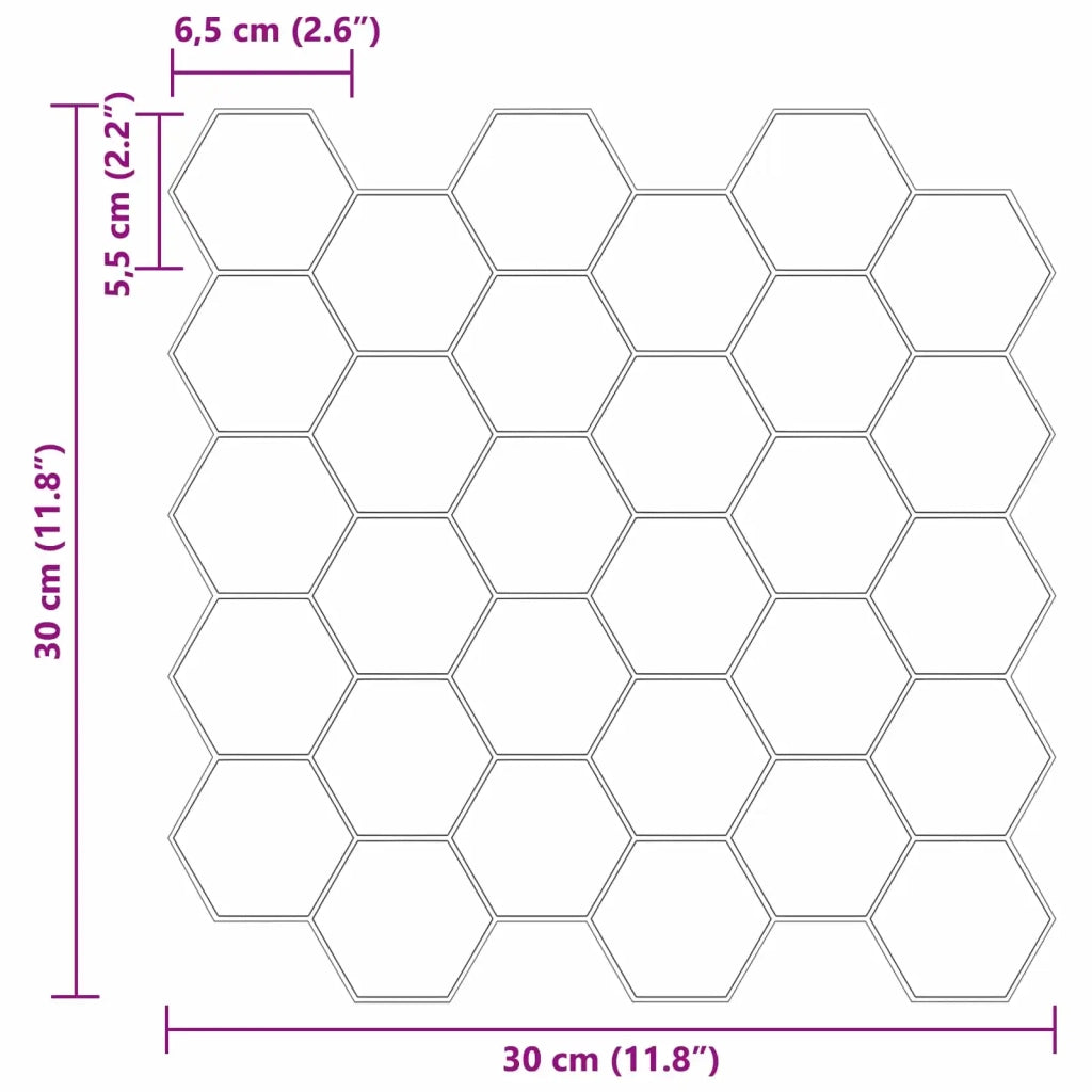 Piastrella Esagonale 50 pz Nero 30 x 30 cm Poliuretano e PET CFW1959321