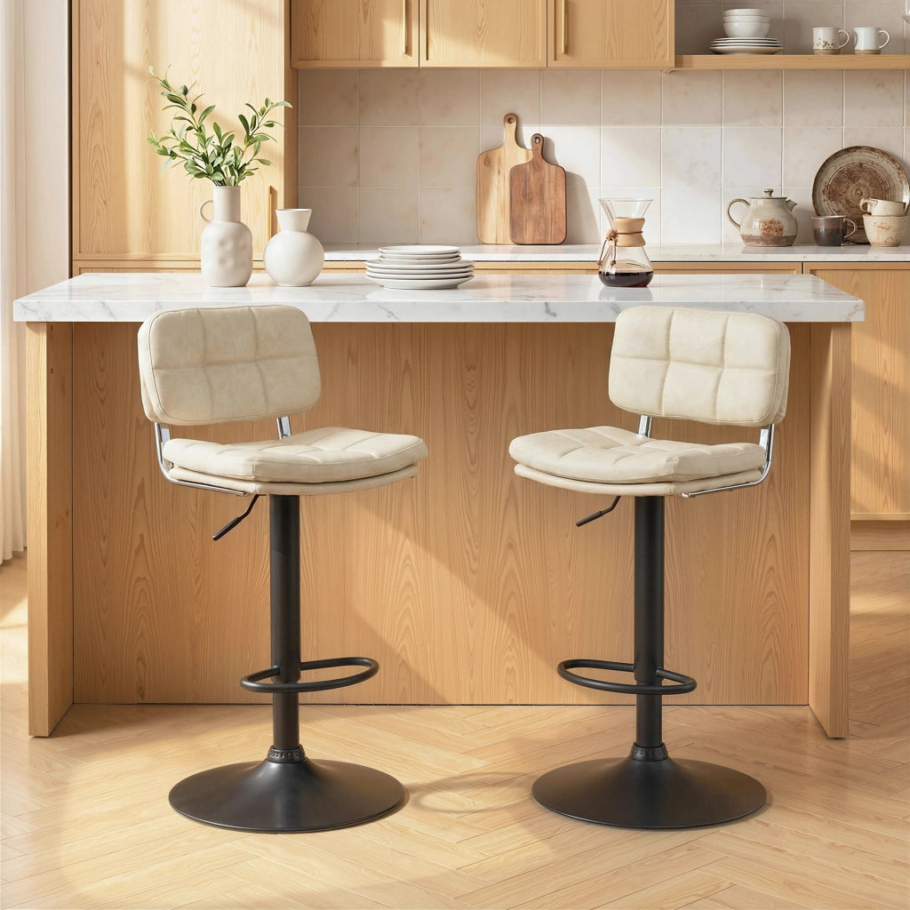 Set 2 Sgabelli Bar Vintage Capitonn¨¦ ¨C Xylo ¨C Girevole Regolabile Crema