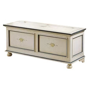 Cassapanca in legno bianco con profilo azzurro l.120 x p.44 h.51 (1350) - Mobili 2G