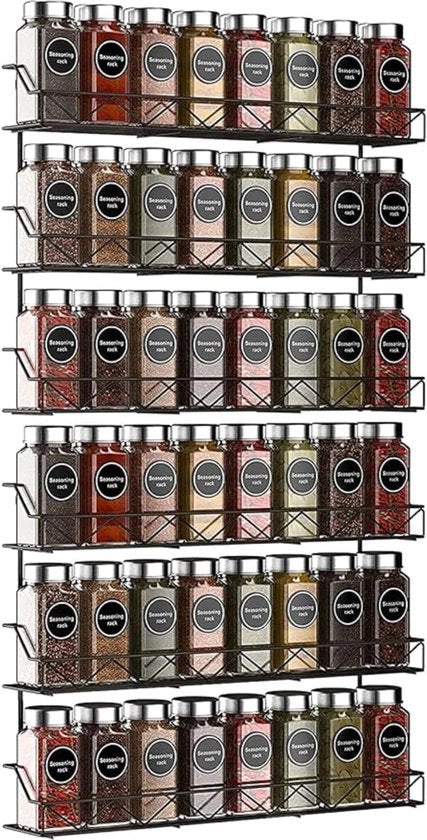 Set di erbe da 2 grandi organizzatori per vetro - griglia di metallo sottile per erbe in cucina - porta finestre (nero)