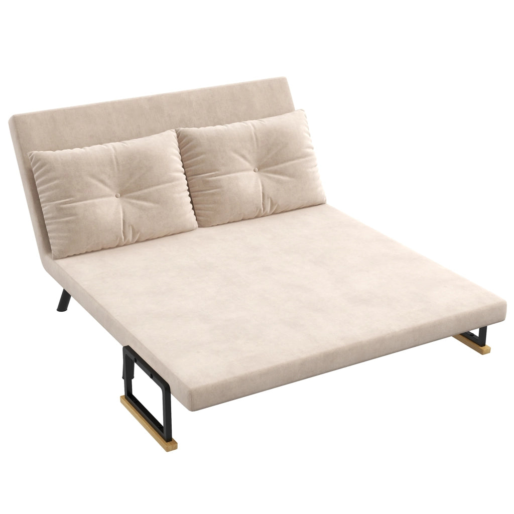 Divano letto 2 posti in velluto ¨C Minimal ¨C Naturale Beige Nero