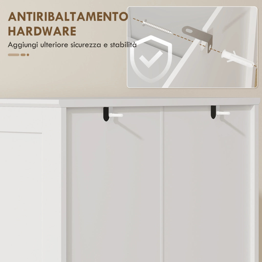 Mobile Dispensa Cucina con Ante, Armadietti e Cerniere a Chiusura Silenziosa, in Legno, 60x40x162 cm, Bianco