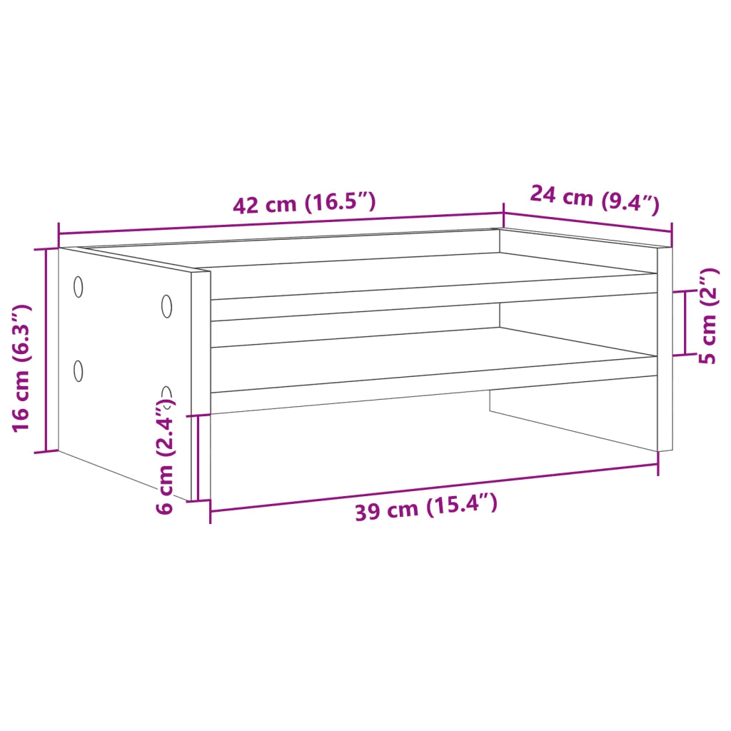 Supporto per Monitor Grigio Sonoma 42x24x16 cm in Truciolato 854720