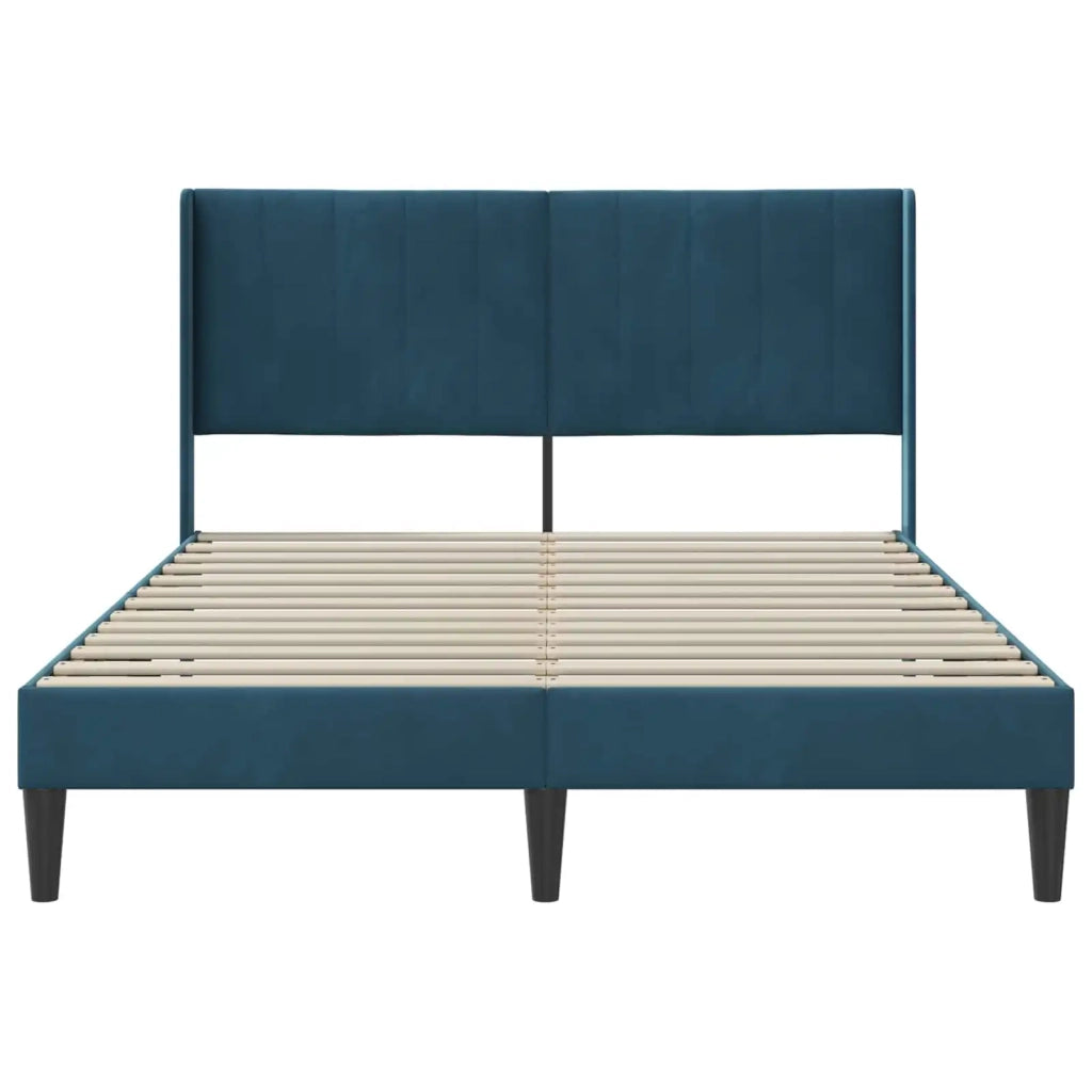 Letto matrimoniale | Letto per adulti | Struttura del letto con testiera Blu 140 x 200 cm Velluto