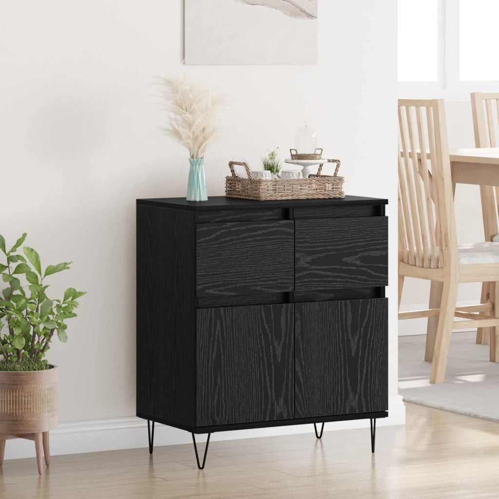 Credenza | Madia | Buffet da pranzo | Armadio da pranzo con cassetto Rovere Nero 60 x 35 x 70 cm