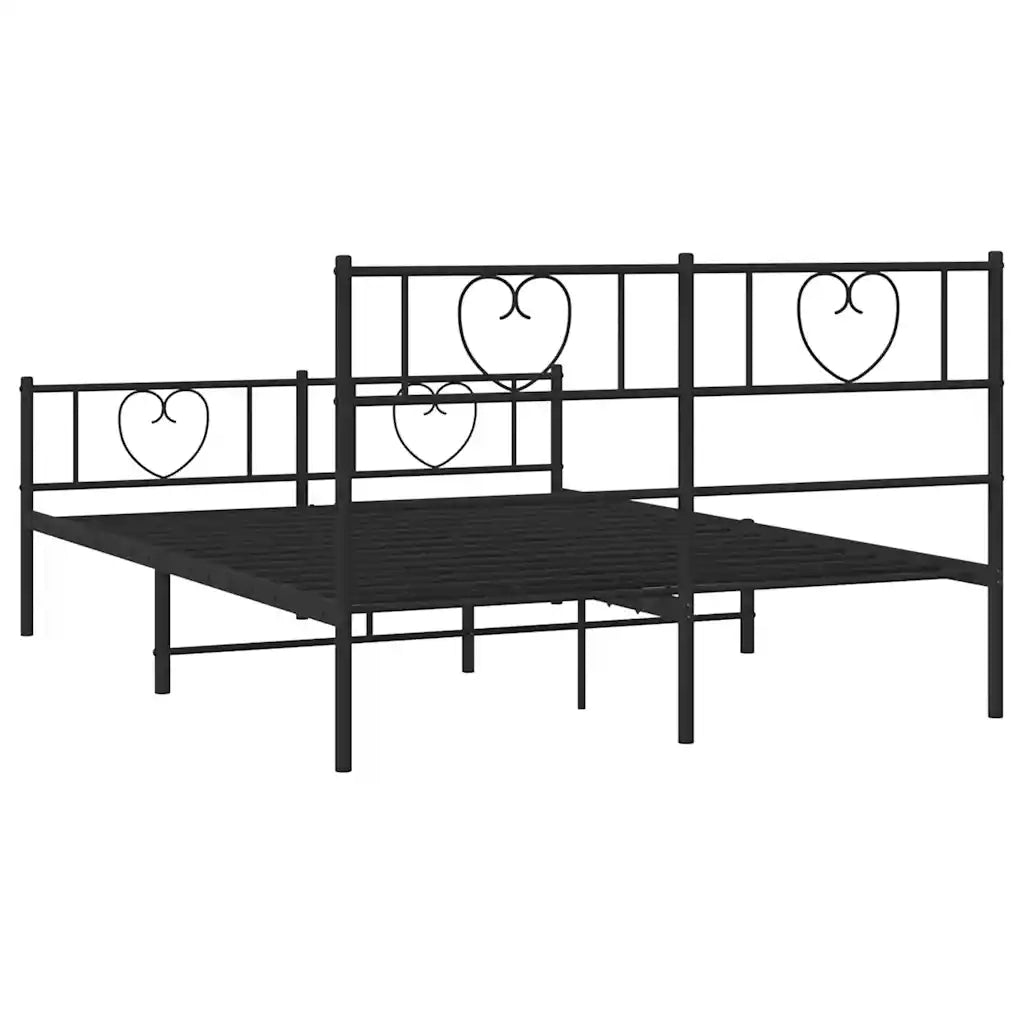 Giroletto con Testiera e Pediera-Struttura Letto Metallo Nero 150x200 cm 620893