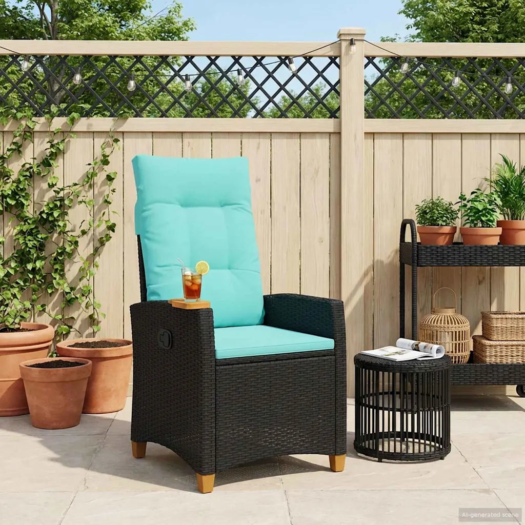Poltrona reclinabile con tavolino 62 x 64 x 112 cm polyrattan 42026811