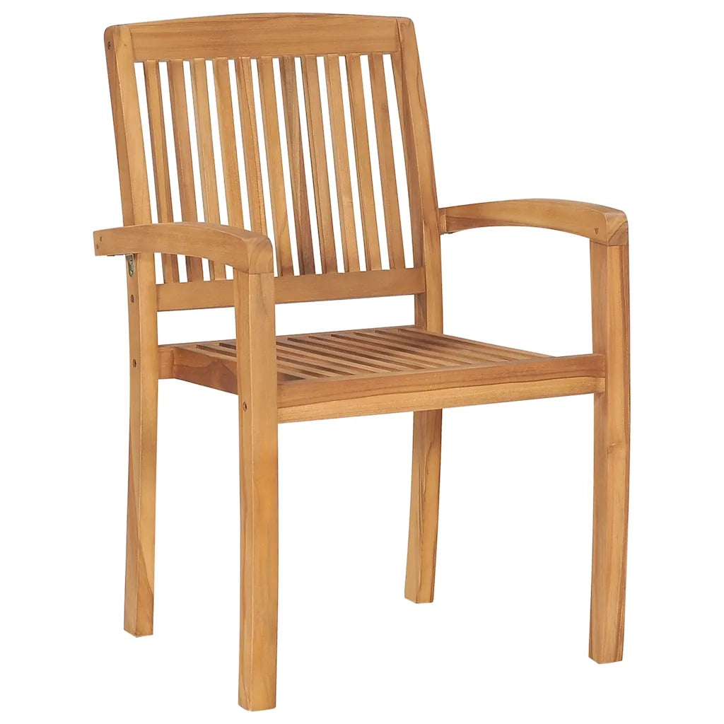 Sedie da Giardino Impilabili 4 pz con Cuscini Massello di Teak 3073217