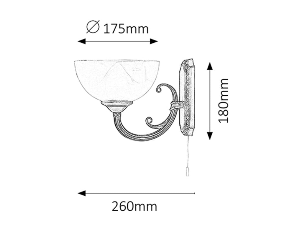 Applique classica Rabalux Marlene bruno E14 con interruttore