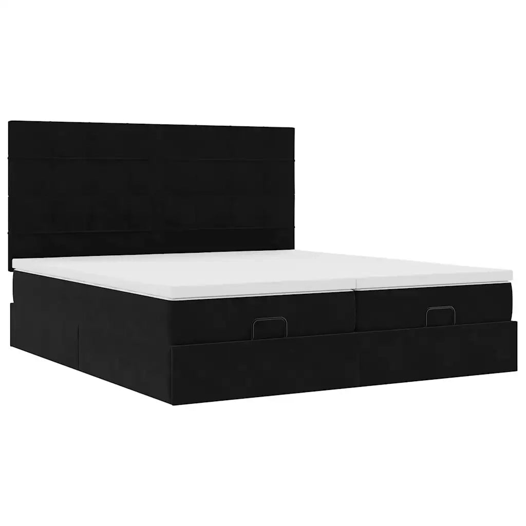 Struttura Letto Pouf con Materassi Nero 200x200 cm Velluto 3313780