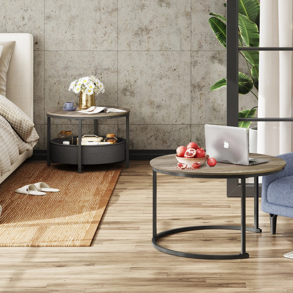 Tavolo rotondo ¨C Minimal ¨C 80 cm effetto quercia grigia