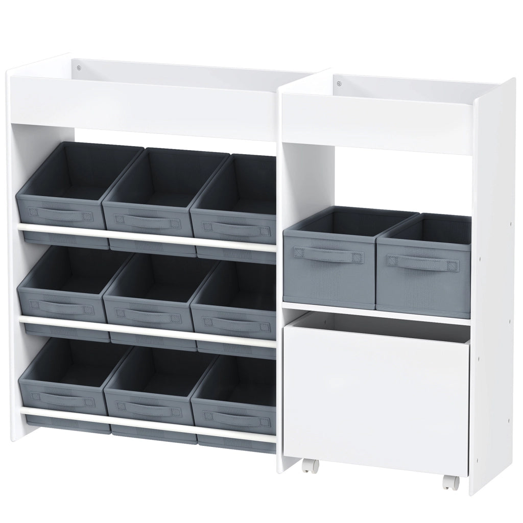 Mobile Portagiochi Bambini ¨C Xylo ¨C 11 Cestini Tessuto Bianco 105x30x80cm