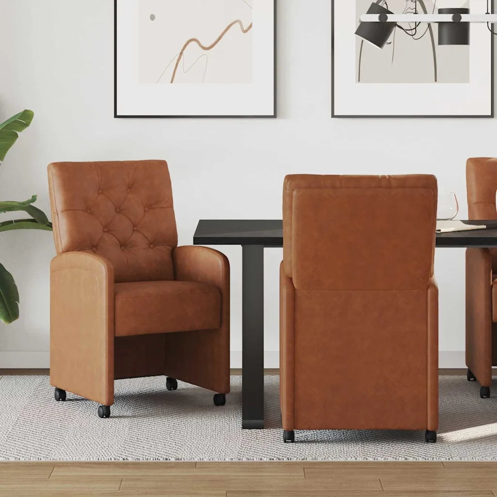 Sedie da Pranzo con Ruote 2 pcs Marrone 58 x 67 x 97 cm 42017858