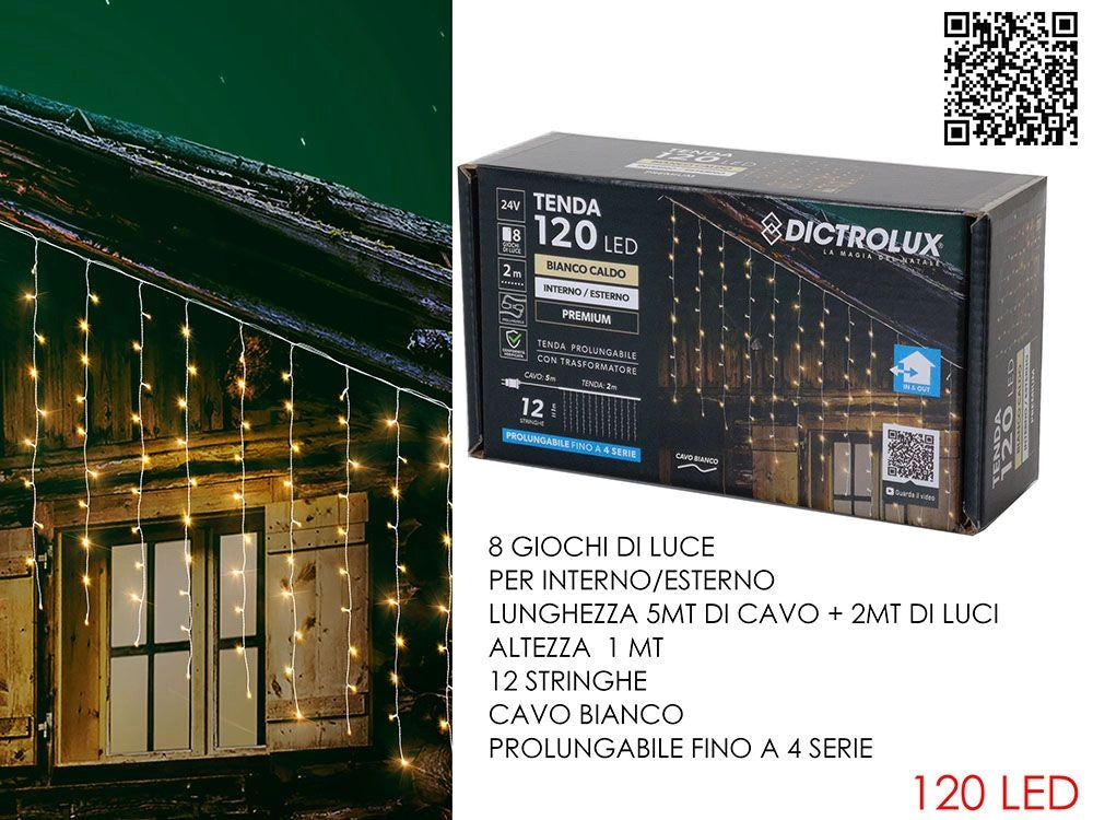 TENDA LUMINOSA 120 LED 2MT x 1 MT LED: BIANCO CALDO