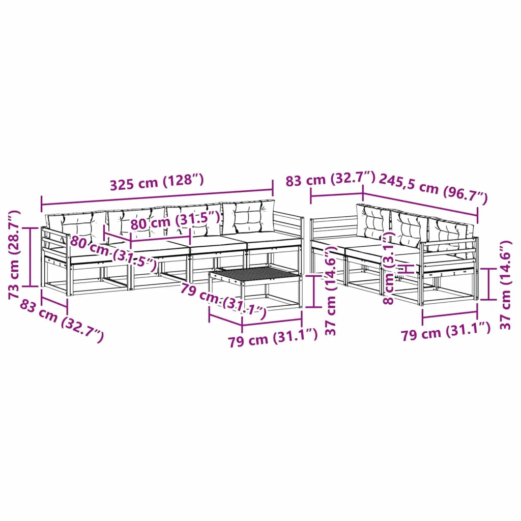 Set di divani da esterno 7 pz Bianco e Beige 3386152