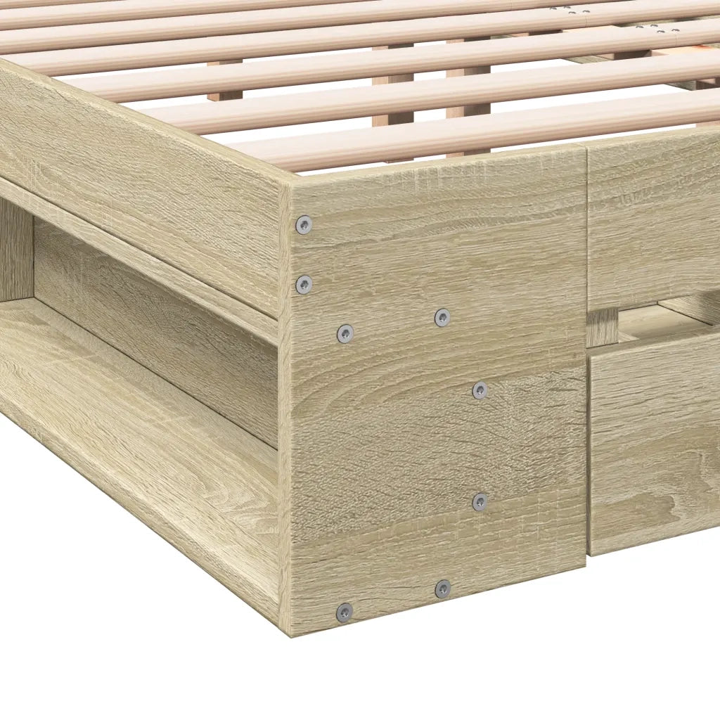 Giroletto Cassetti-Struttura Letto con contenitore Rovere Sonoma 140x190 cm Legno Multistrato 607779