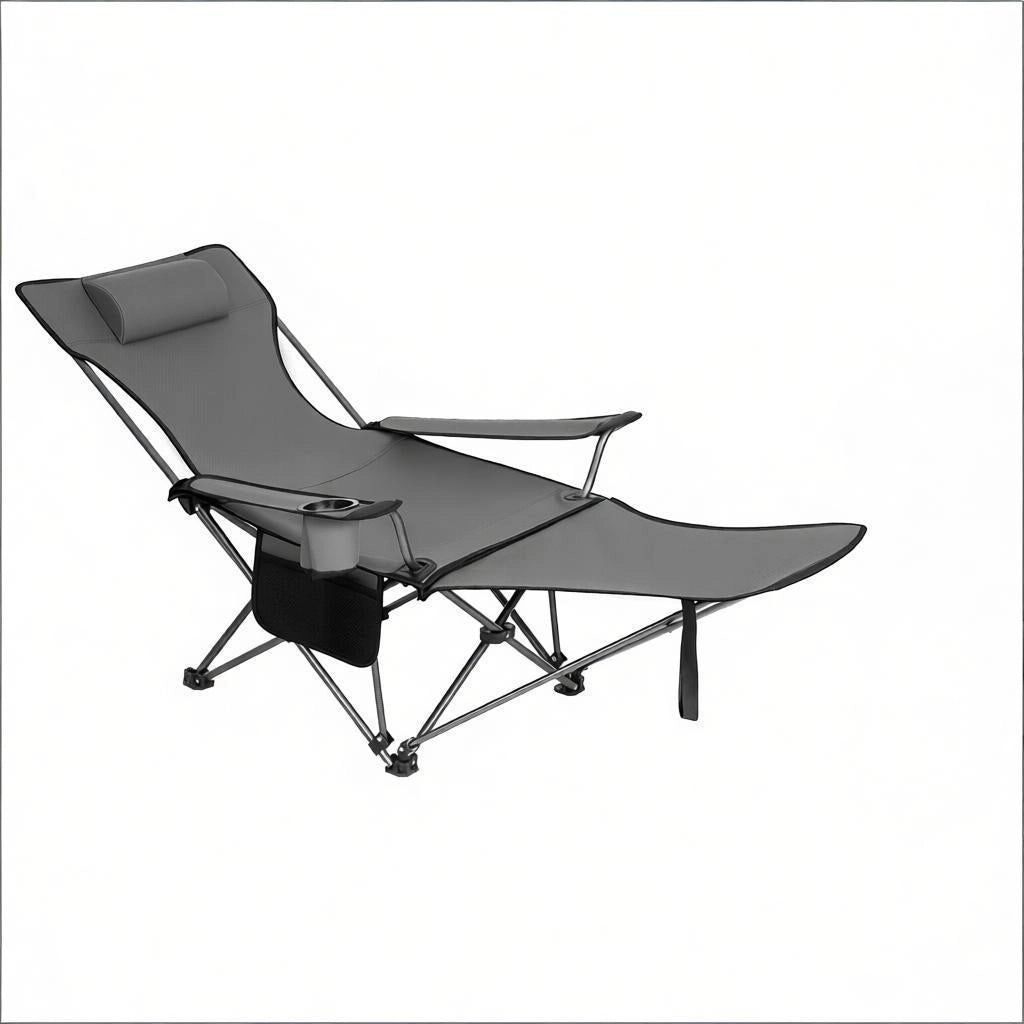 SEDIA da campeggio pieghevole con poggiapiedi estraibile 115x84x88,5 cm grigia