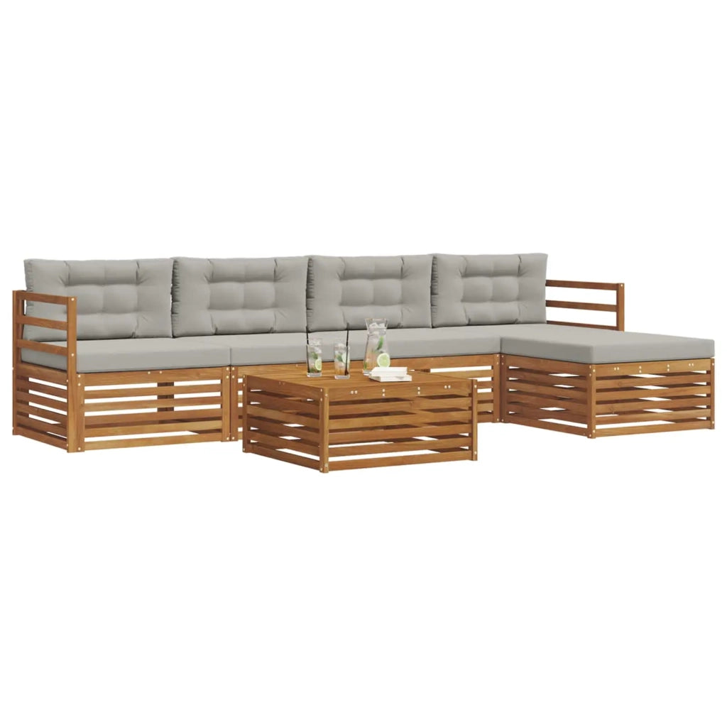 Set di divani da esterno 6 pcs Grigio Naturale e Chiaro 3373321