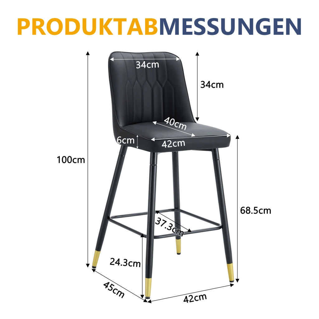 SGABELLI ALTI Set da 2 pezzi 100 cm PU nero e metallo