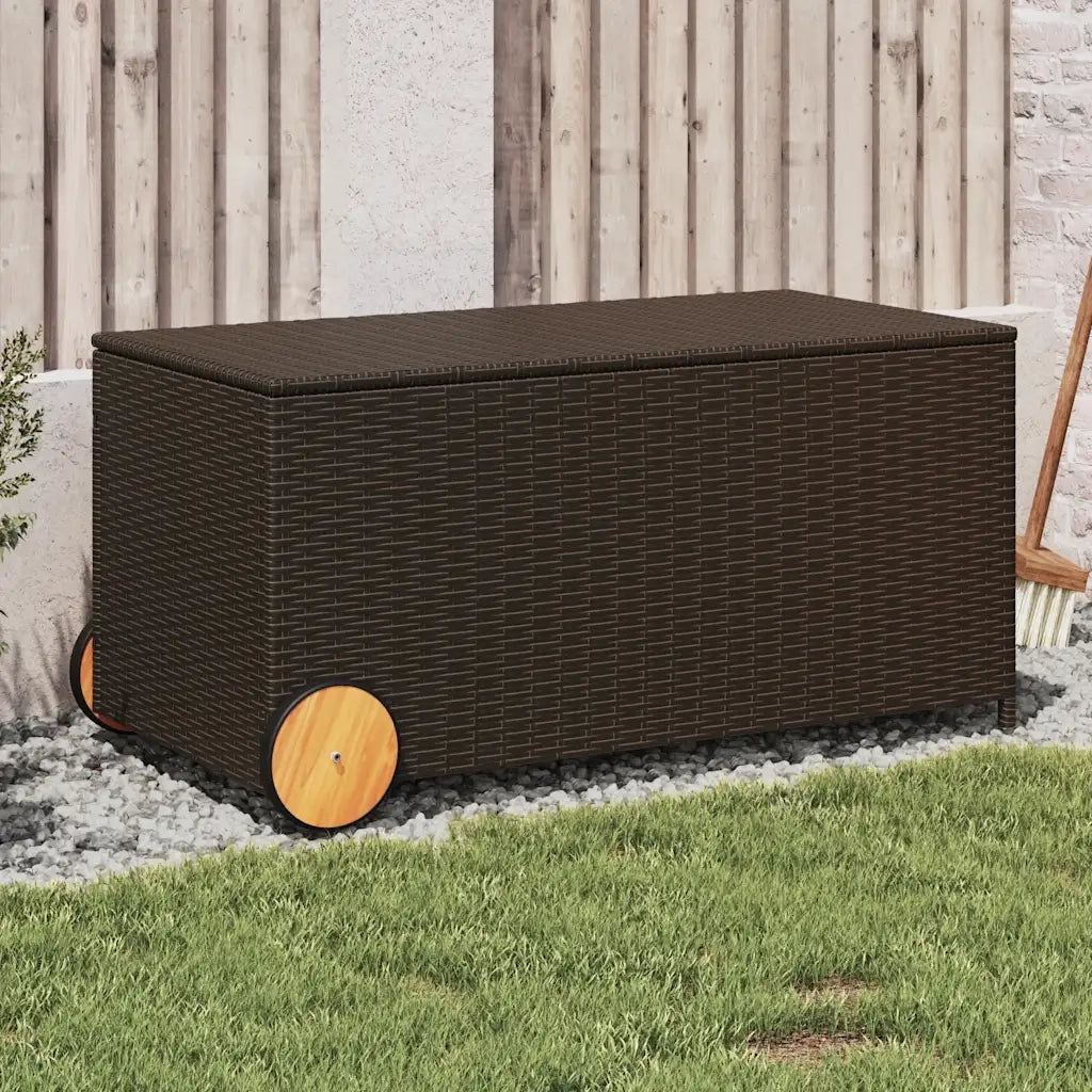 Contenitore da Giardino con Ruote Marrone 190L in Polyrattan CFW5439697