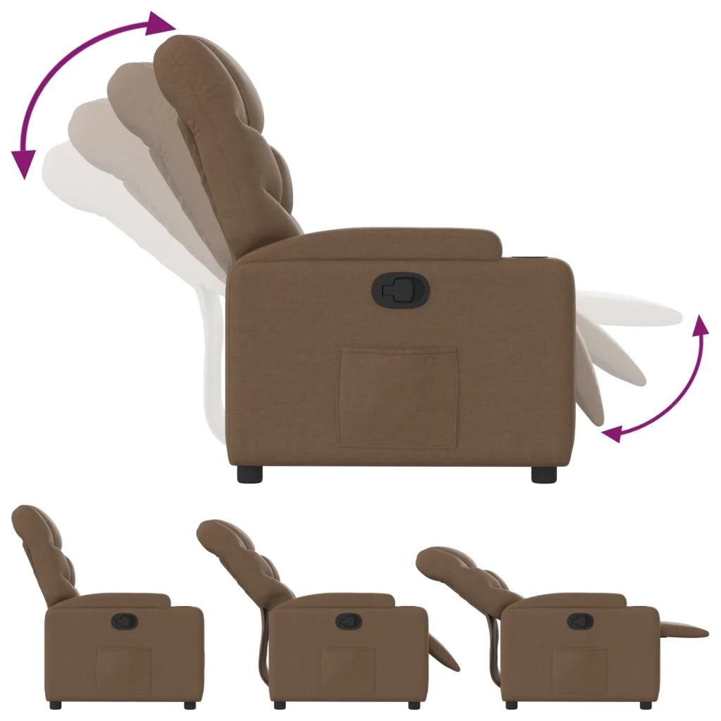 Poltrona Reclinabile in Tessuto Marrone 372445