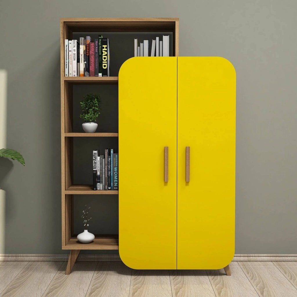 Biblioteca Agni, Libreria 5 Ripiani, 90x32x132h cm Marrone Noce
