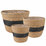Cesti per piante in erba marina 3 pz Naturale e Nero CFW7031710