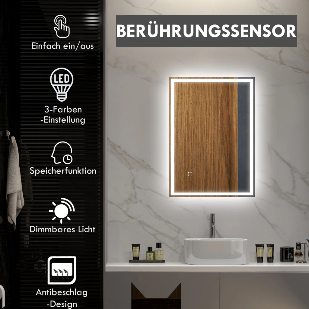 Specchio da Bagno con LED ¨C zephmum ¨C Bianco 60x80 cm