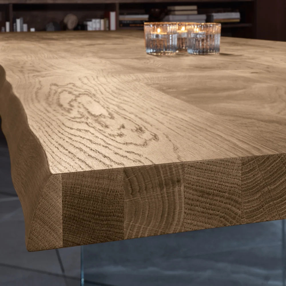 Tavolo da pranzo allungabile in legno impiallacciato rovere naturale Forest 200-300x100 cm fino a 12 posti Made in Italy | Duzzle
