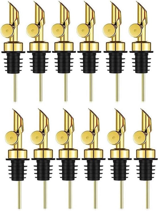 Schenktuit per pesatura in acciaio inossidabile per bottiglie di olio d'oliva e jenever - dispensatore automatico di olio - oro (12 pezzi)