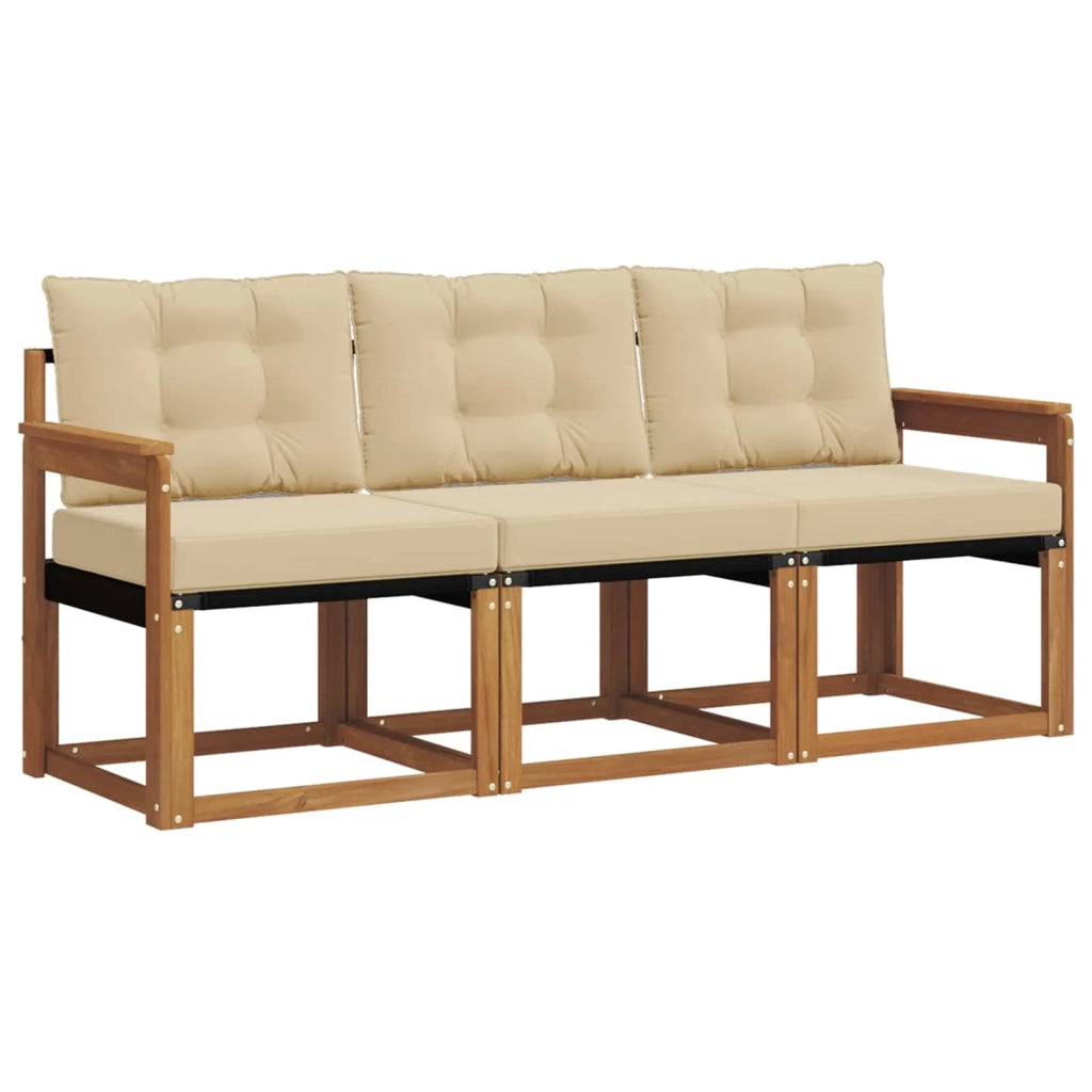 Set di divani da esterno con cuscino 3 pcs Naturale e Beige 3368348