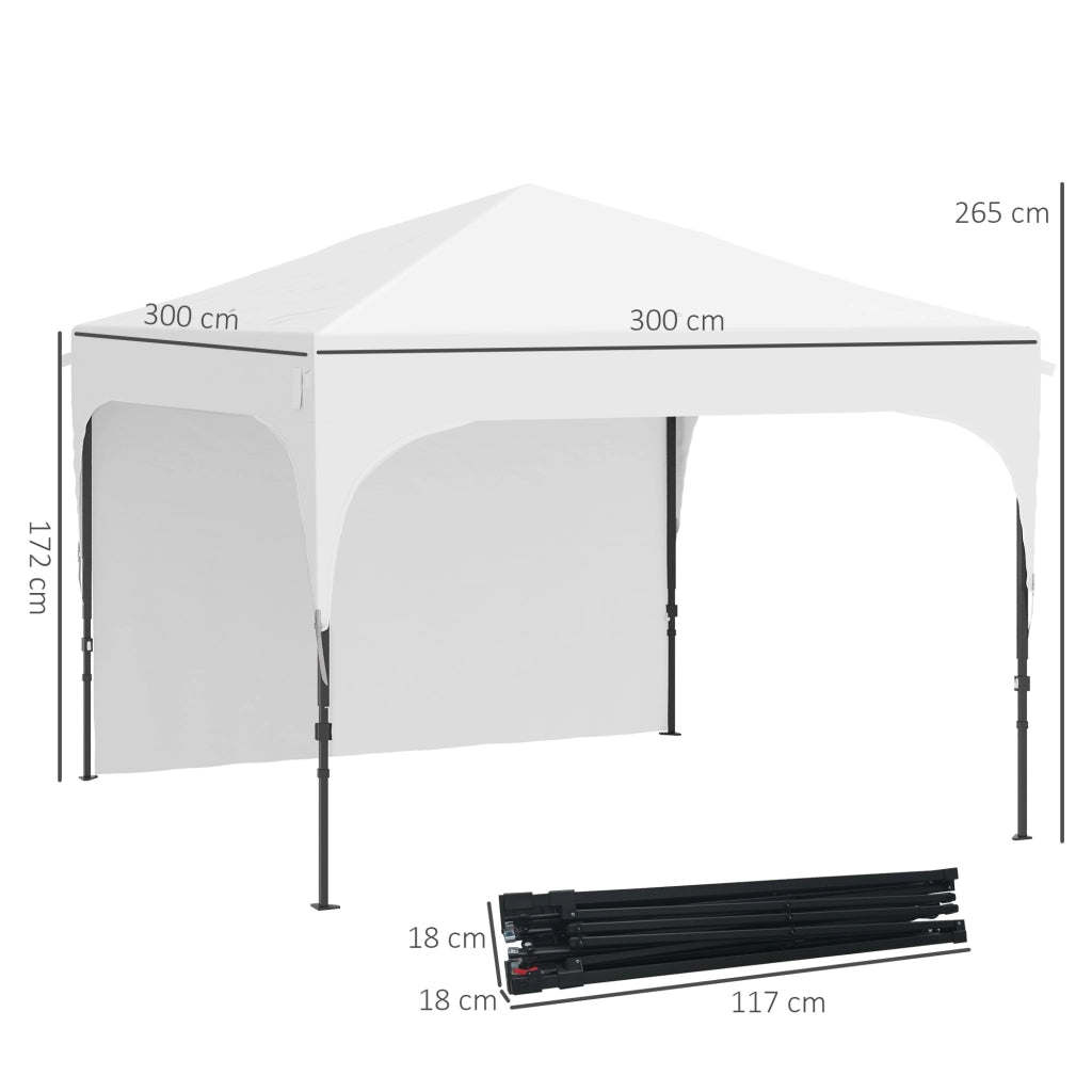 Gazebo da Giardino 3x3 m Regolabile ¨C Minimal ¨C Poliestere Acciaio Bianco