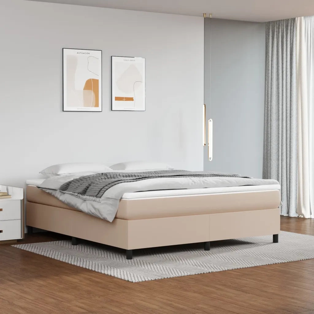 Letto matrimoniale | Letto per adulti | Struttura Letto a Rete a Molle Cappuccino 160x200 cm in Similpelle