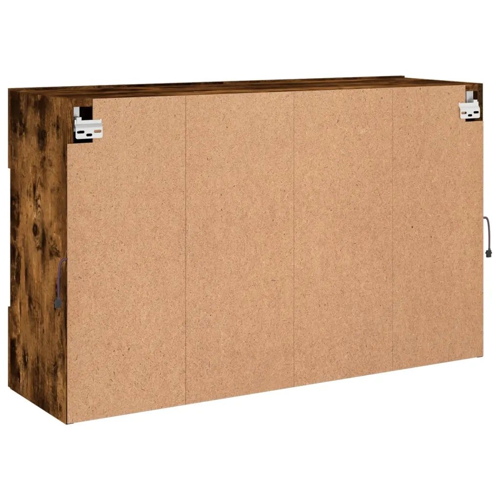 Mobile TV a Parete con Luci LED Rovere Fumo 98,5x30x60,5 cm 837110