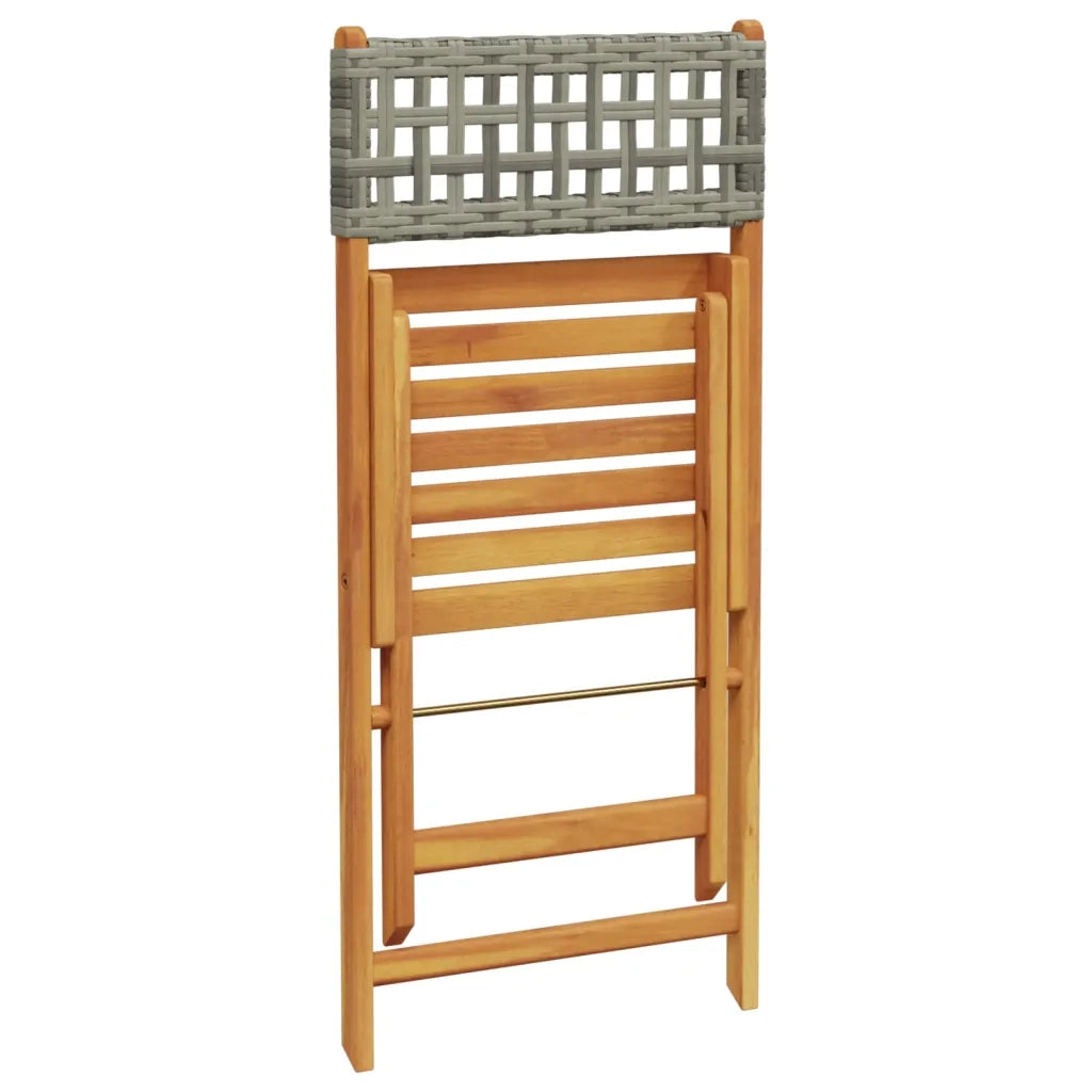 Sedie Giardino Pieghevoli 6 pz | Sedie da Esterno Grigie Polyrattan Legno Massello