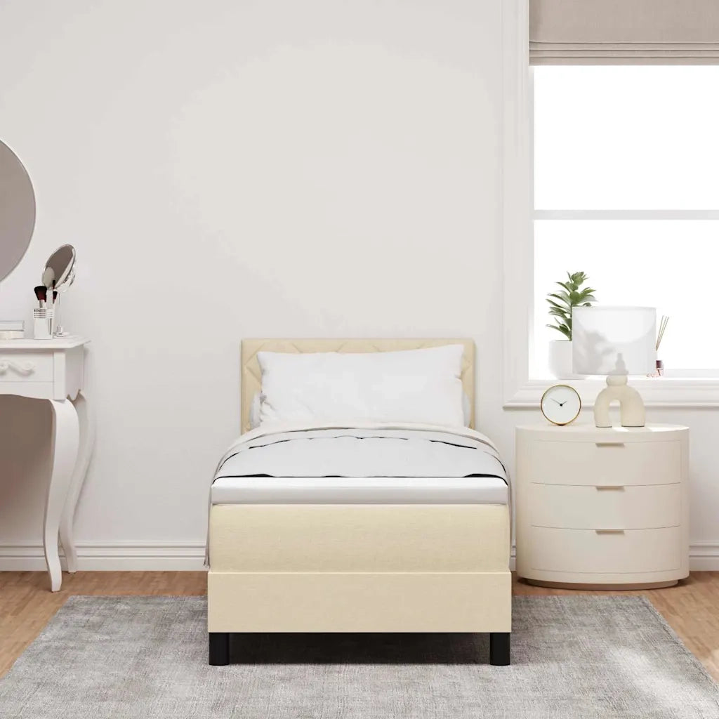 Letto singolo | Letto per adulti | Letto a molle con materasso con led Crema 80 x 200 cm Tessuto