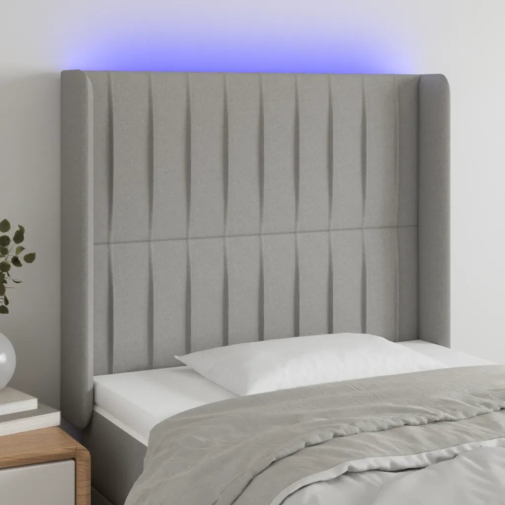 Testiera a LED-Testata con LED Grigio Chiaro 93x16x118/128 cm in Tessuto 474068