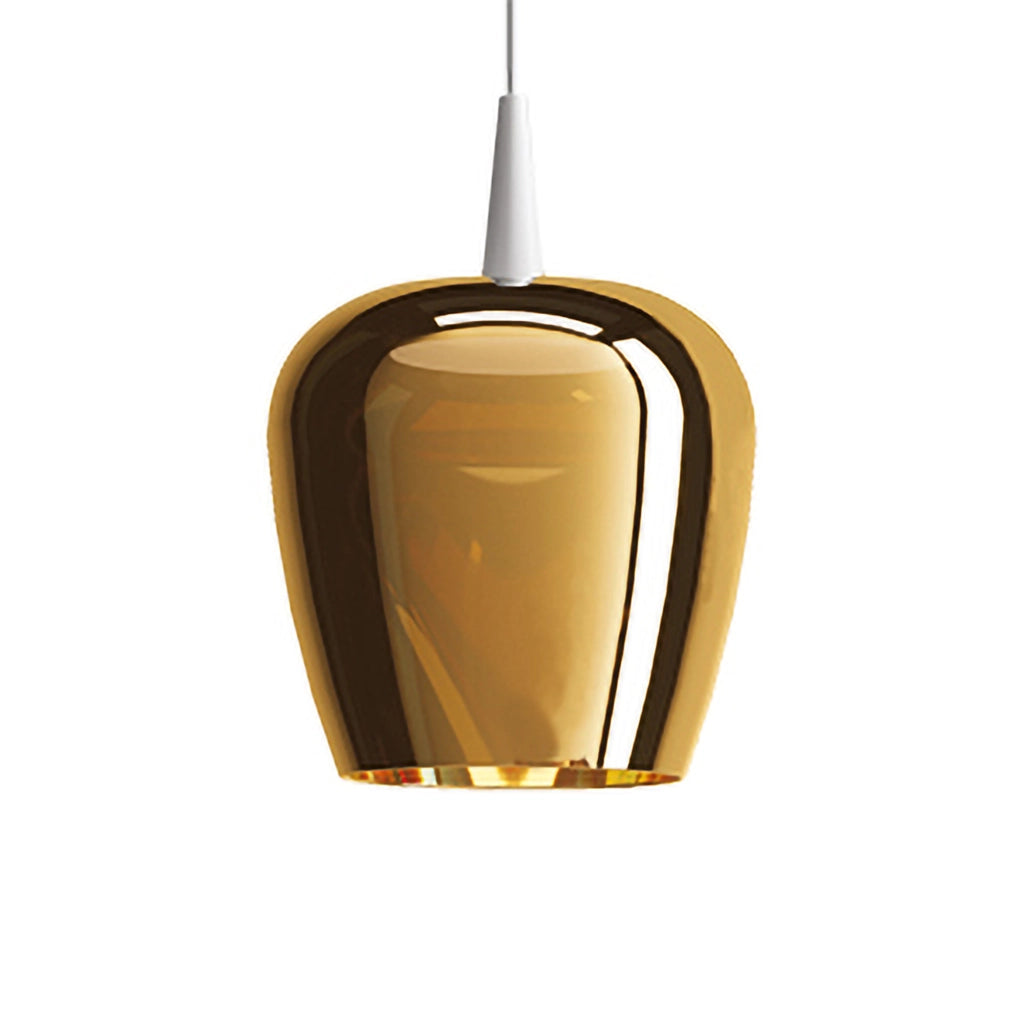 Zafferano Lampada a sospensione Bilia 230V LED 8W in vetro borosilicato soffiato a bocca con finitura Bianco e Bronzo, diametro 18 cm, altezza 324 cm