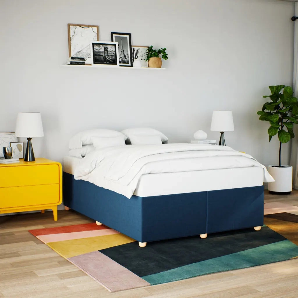 Letto matrimoniale | Letto per adulti | Giroletto senza Materasso Blu 160x200 cm in Tessuto