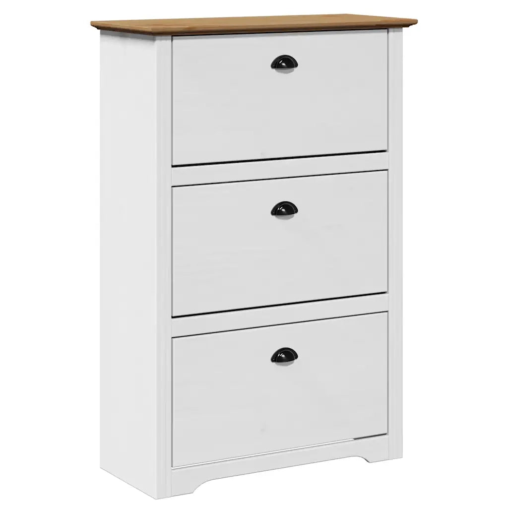 Scarpiera BODO Bianca e Marrone 80x35x118 cm 4016882