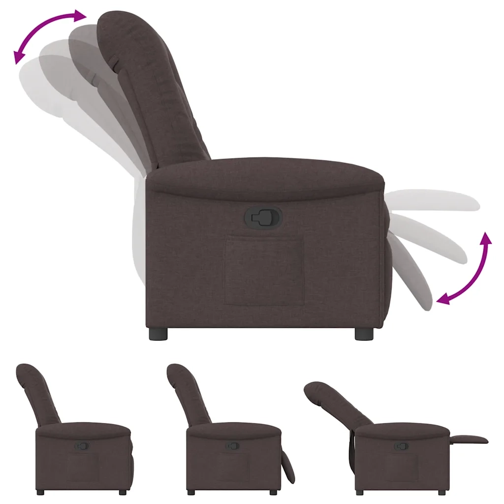Poltrona Reclinabile Marrone Scuro in Tessuto 4015621