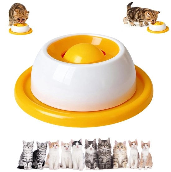 Likbal con Dispositivo Integrato a Rullino - Progettato per Ridurre la Slittanza - Lento Alimentatore - Likbal di Alta Qualità in PP - Adatto per Cani/Gatti - Prevenzione della Noia - Ciotola per Cibo