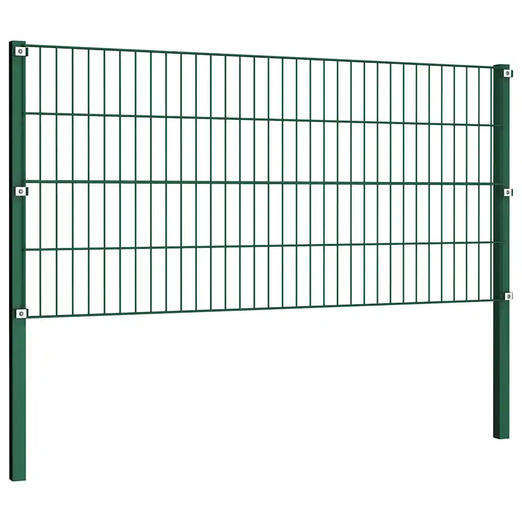 Pannello di recinzione con pali in ferro 349x80 cm verde 278605