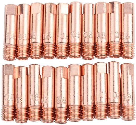 Accessori per saldatura - contatto in rame - 20 pezzi - eccellente conduttività - 0,8 mm - accessori per saldatura - per saldatori MIG/MAG