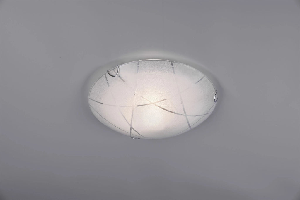 SANDRINA PLAFONIERA VETRO GRANIGLIA CON RIGHE TRASPARENTI D.30CM 1 LUCE ATTACCO E 27