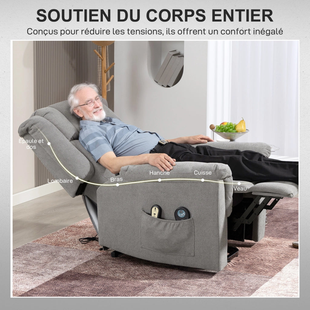 Poltrona relax elettrica alzapersona con massaggio e riscaldamento ¨C Xylo ¨C grigio scuro