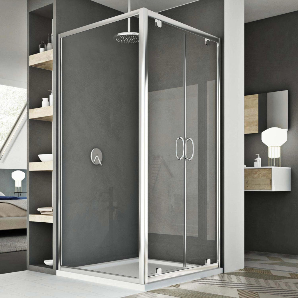 Box Doccia 90x100 AP. 100 CM H185 trasparente mod. Sintesi Duo 2 Ante